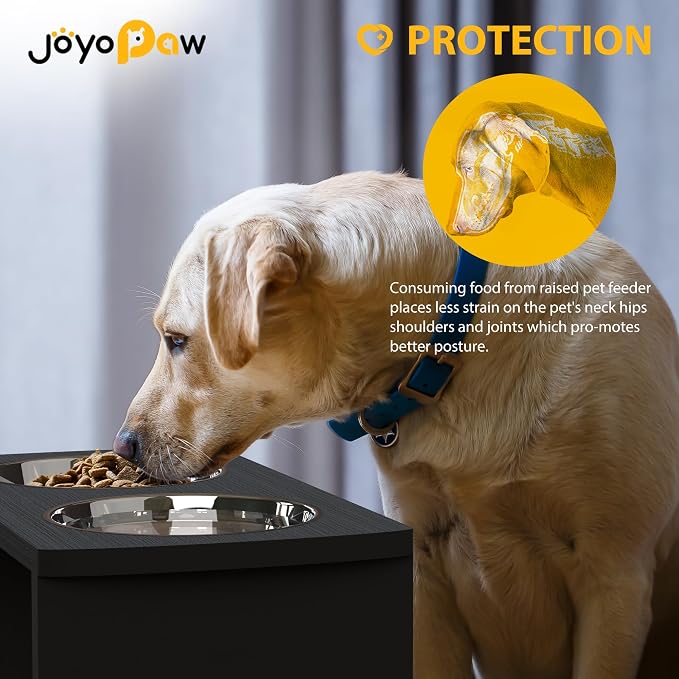 Elevated Dog Bowls, Waterproof Raised Dog Bowl for Medium & Large Dogs, HIPS Poly Lumber Stand with 2 Stainless Steel Bowls, Indoor & Outdoor Use (10'' Tall–48 oz Bowl, Black) - Image 3