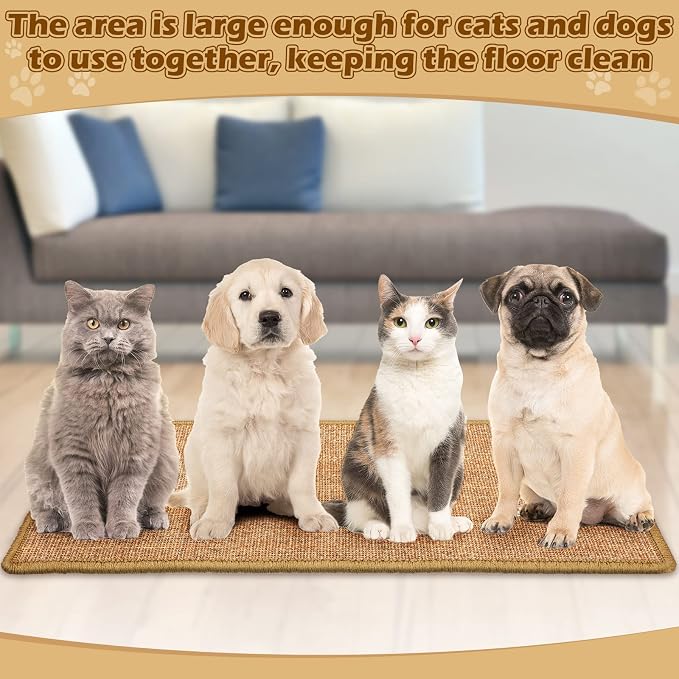 Riakrum 1 Pack Large Cat Scratch Pad Sisal Mat 32 x 16 Inches,Brown - Image 6