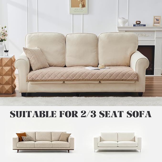 beeweed Couch Covers for Sofa, Couch Covers for Dogs Washable, Non Slip Plush Sofa Slipcovers, Couch Furniture Protector Pet Friendly, Diamond Pattern, Khaki, 27.6” x 70.9” - Image 6