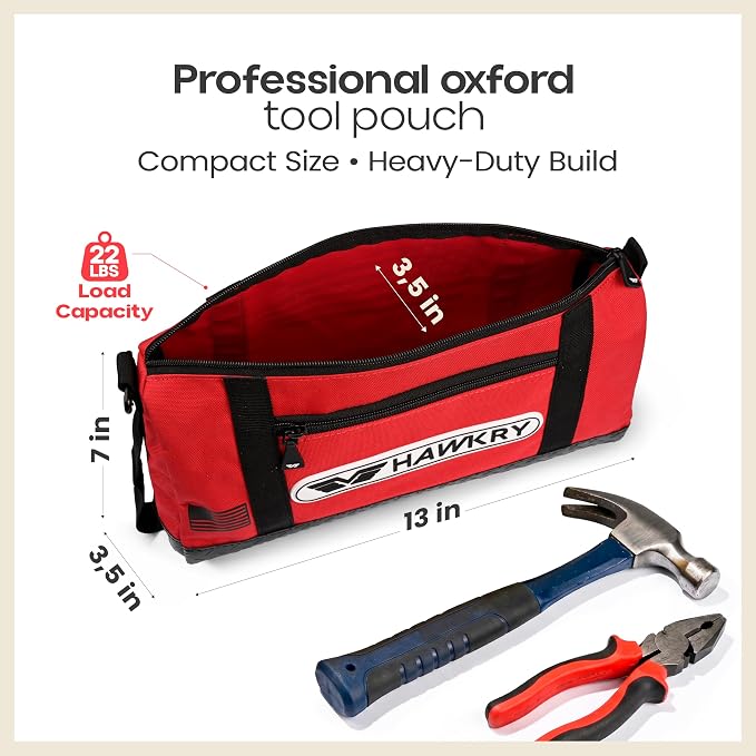 HAWKRY Oxford Waterproof Tool Bag – Small Tool Bag and Tool Pouch, Fishing Bag, Travel Pouch, Compact, Durable Small Travel Bag, Multipurpose Tool Bags for Men for Work, Fishing and Travel - Image 2