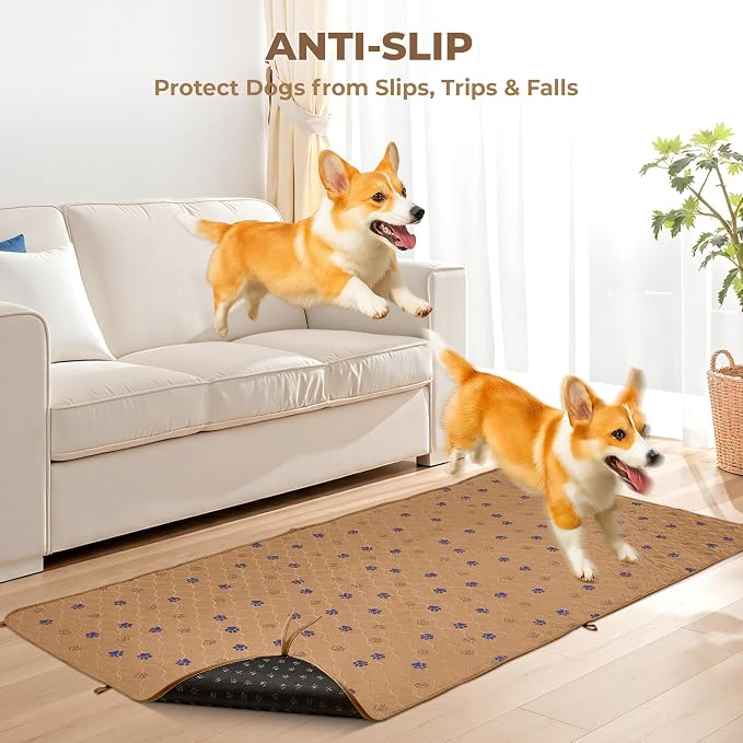 Fostanfly Washable Pee Pads for Dogs, Leak-Proof, 36"x72"-2 Pack, Brown | Ultra-Absorbent, Waterproof, Non-Slip, Large Reusable Pee Pads for Puppy Potty Training, Crate and Playpen with 8 Tie Straps - Image 5