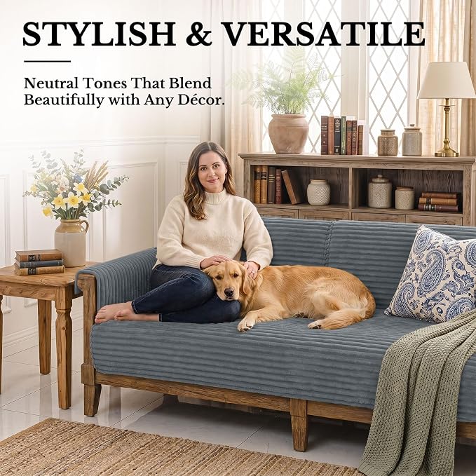 Smiry Waterproof Couch Cover for Dogs, Washable Non Slip Plush Protector | Waterproof Protection, Plush Flannel, Non Slip Backing, Pet Hair & Scratch Protection, Soft Cover (36" x 36") - Image 2