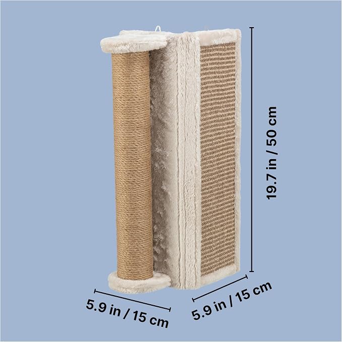 Trixie Wall Mounted Corner Scratching Board with Extra Post – Vertical Sisal Rope Pad for Indoor Cats – Easy-Install Corner Scratch Pad – Beige, 5.9 x 5.9 x 19.7 in - Image 4