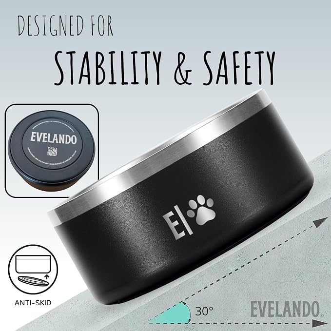 Pack 3 Dog Food Bowls Premium Stainless Steel 2×32oz & 1×64oz Non-Slip BPA-Free (Set 3) 2 Medium & 1 Large Pet Food and Water Bowls - Image 4