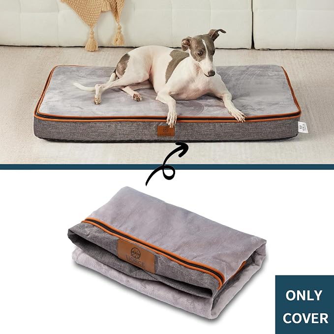 LIROCE Washable Dog Bed Cover Replacement, Large Wrap-Around Zipper Cover for Orthopedic Memory Faom Dog Bed (35x23x4 inches), Ligth Grey - Image 2