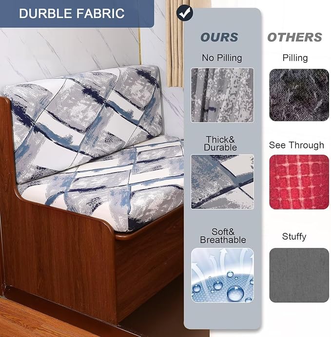 NILUOH RV Dinette Cushion Covers,Stretch Camper Cushion Slipcovers Replacement Sofa Cushions Washable Loveseat Slipcovers for Travel Trailer Couch (2 Bench Cover & 2 Backrest Cover, Color25) - Image 4