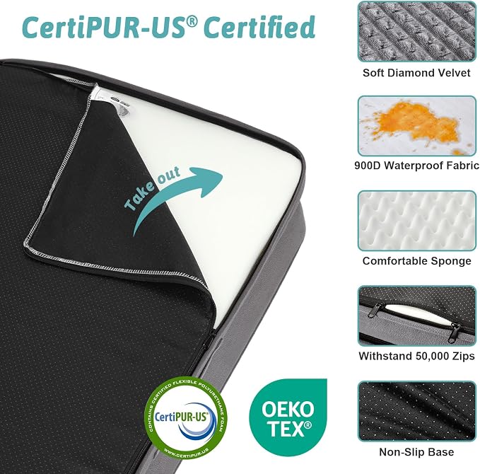 COZY KISS Orthopedic Large Dog Beds, Bolster Pet Couch with Waterproof Lining, Egg Crate Foam Sofa for Pets Up to 65 lbs, U-Shaped, 36x27x6.5 inch, Grey - Image 4
