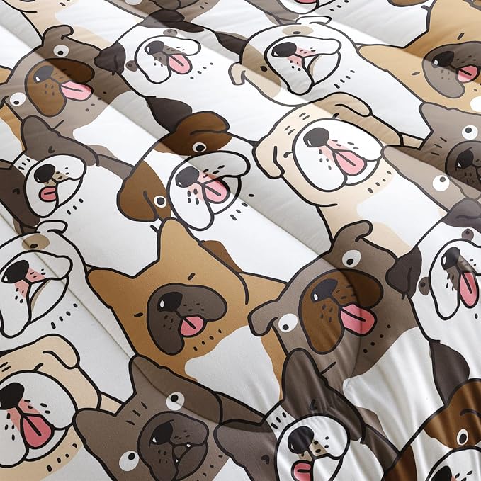 QOOMO Kawaii Dog Comforter Full Size,Dogs Comforter Set for Kids Teens Girls Boys,3Pcs Bedding Set Printed Comforter with 2 Pillowcases,Down Alternative,Soft and Lightweight，Full Size - Image 5