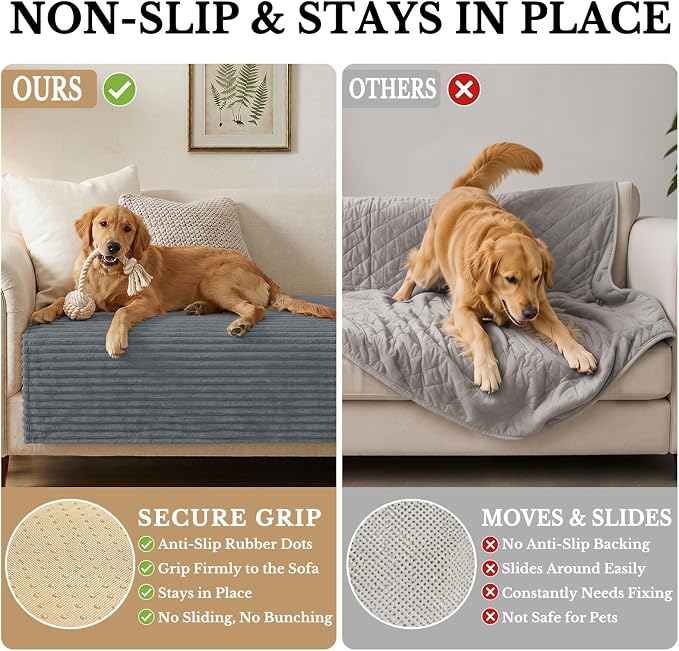 Smiry Waterproof Couch Cover for Dogs, Washable Non Slip Plush Protector | Waterproof Protection, Plush Flannel, Non Slip Backing, Pet Hair & Scratch Protection, Soft Cover (43" x 63") - Image 3