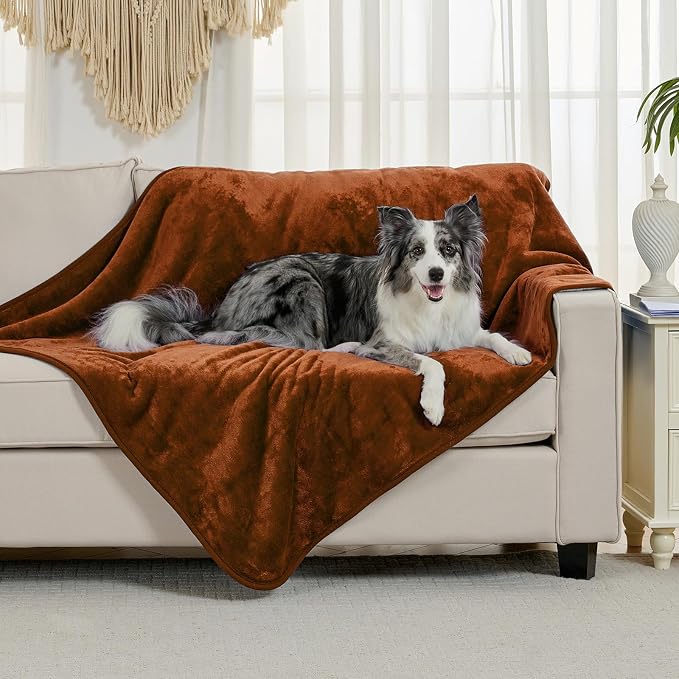 Waterproof Blanket for Bed Couch Sofa, Soft Liquid Pee Proof Pet Blanket for Dog Puppy Cat, Reversible Sherpa Fleece Furniture Protector (Caramel, 50x60 inches) - Image 2