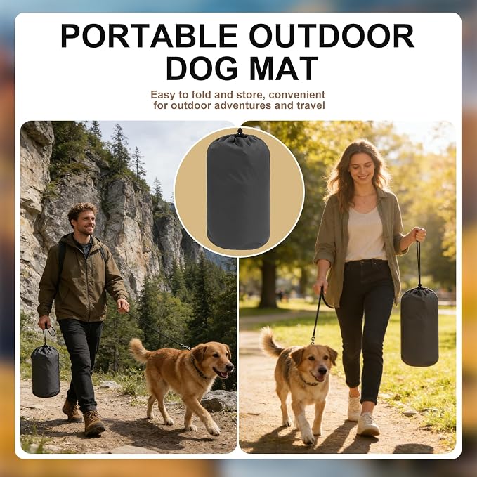 BINGPET Outdoor Travel Dog Bed for Large/Medium Dogs,Portable Waterproof Camping Mat with Carry Bag,Foldable Outside Bed,Machine Washable Indoor Pet Mat for Small,Medium and Large Dogs 26"x43" - Image 2