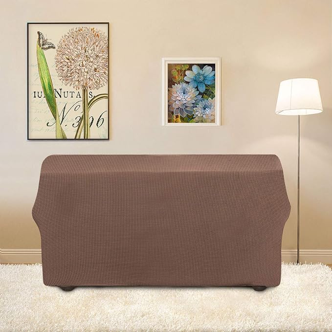 Easy-Going Stretch Loveseat Couch Covers Washable Brown | 1-Piece Loveseat Covers for 2 Cushion Couch Furniture Protector RV Sofa Slipcover Soft with Bottom for Kids Pets - Image 4