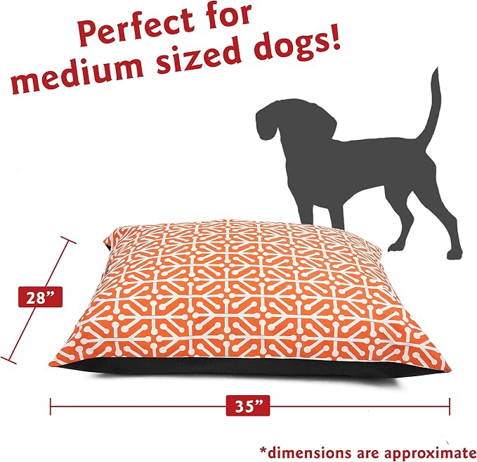 Majestic Pet Rectangle Medium Dog Bed Washable – Non Slip Comfy Pet Bed – Dog Crate Bed Super Value Pillow Dog Bed – Dog Kennel Bed for Sleeping - Dog Bed Medium Breed 35 x 28 Inch – Aruba Orange - Image 2