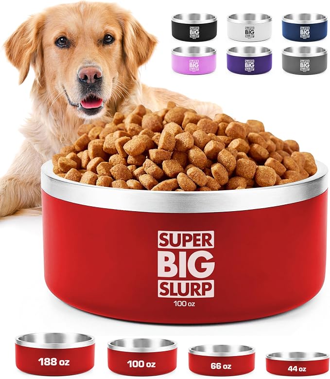 Tuff Pupper 100 oz Heavy Duty Insulated Stainless Steel Dog Bowl for Large Dogs, Non-Slip Base, Dishwasher Safe by TuffPupper