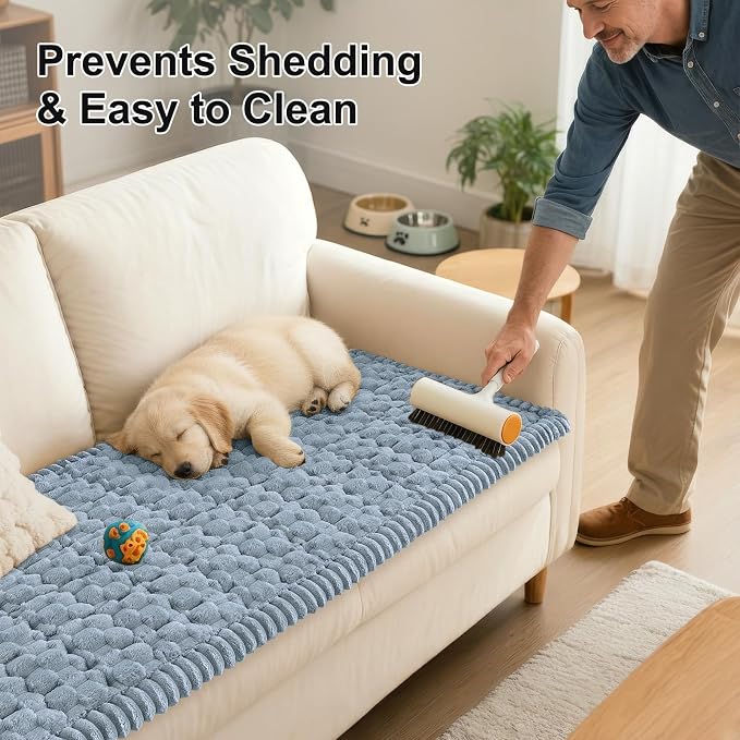Smiry Non Slip Couch Covers for Dogs, Scratch Resistant Pet Sofa Protector | Machine Washable Soft Fuzzy Thick Furniture Cover for Sofa Loveseat Sectional Large Dogs, Airy Blue, 27.6" x 70.9" - Image 6