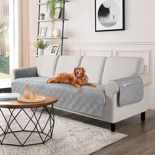TAOCOCO Waterproof Oversized Couch Covers for Pets Dogs with Non Slip Backing, Sofa Seat Covers with Pocket for 4 Cushion Couch Washable Dog Couch Protector Sofa Slipcovers(Oversized Sofa, Light Gray) by TAOCOCO