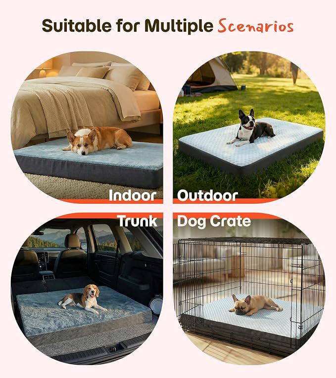 Orthopedic Cooling Dog Beds for Large Dogs & Cats, Waterproof Dog Crate Bed Dual Surface Removable Washable Covers, 36 x 27 Inch Pet Bed with Egg Crate Foam - Image 7
