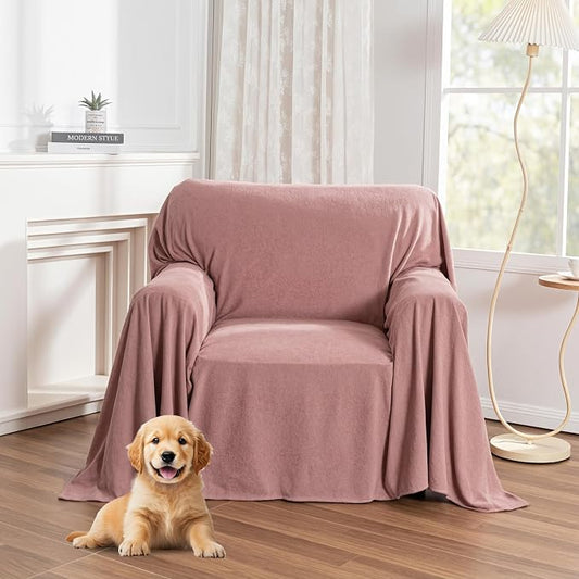 MYSKY HOME Pink Sofa Cover, Couch Covers for Pet, Couch Cover Reclining Couch Covers Armchair Covers for 1 Cushion Couch, Thick Durable Sofa Covers for Furniture Couch Cover, 71" x 91" by MYSKYHOME