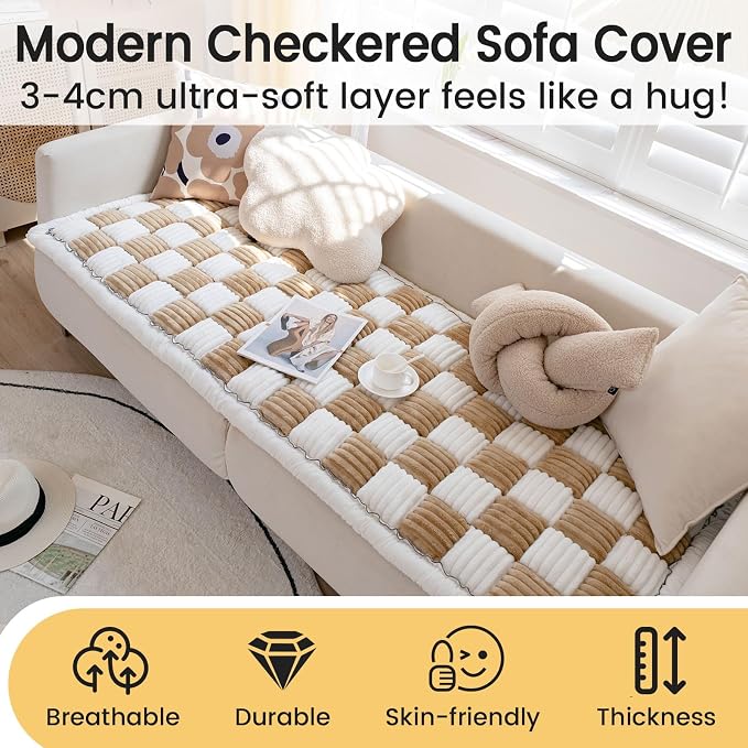 LiveGo Couch Cover for Dogs Washable, Sofa Cover Protector, Couch Covers for 3 Cushion Couch Sofa Pet Friendly, Soft, Non Slip (Light Coffee, 70x150 cm / 27.6x59.06 in) - Image 5