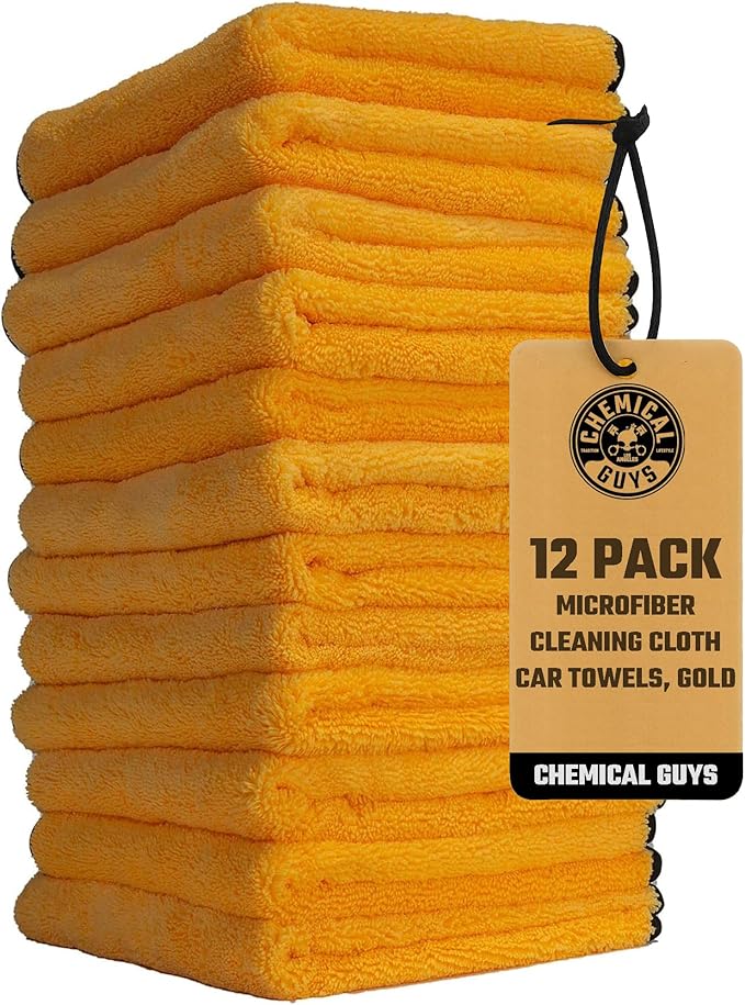 Chemical Guys, Professional Microfiber Towels, 16 x 16 in, Gold, 12 Pack | Ultra-soft, scratch-free towels to buff wax, dry panels and clean glass and interiors, machine washable by ChemicalGuys