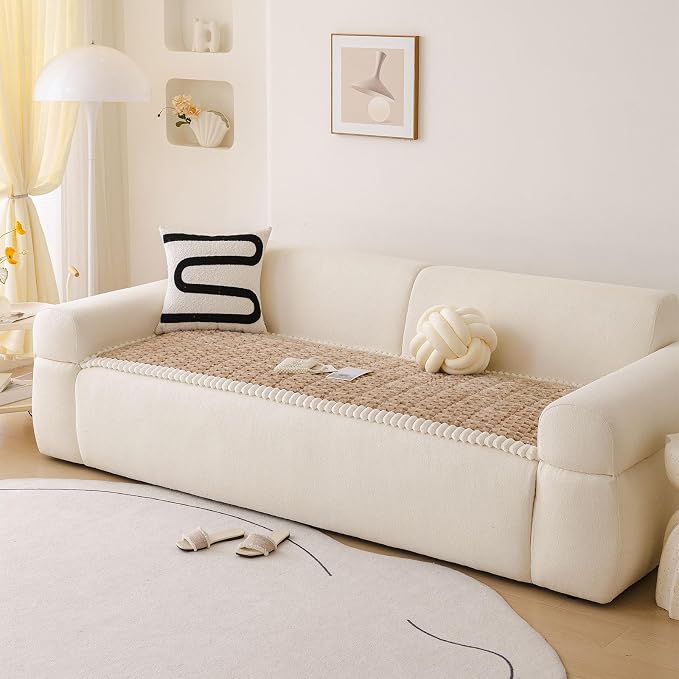 DREAMINGO Pet Couch Covers for Sofa Non Slip Fuzzy Dog Sofa Covers Washable Geometric Jacquard Couch Cushion Protector Coffee Pet Bed Mat 27.6x70.9 Inch - Image 7