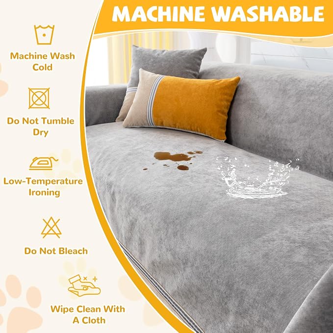 Waterproof Non-Slip Couch Cover for Pets & Dogs, Gray 79" x 118" | Pet Sofa Cover, Washable, Pet Friendly, Anti Cat Scratch, Furniture Protector, for 3 Cushion Couch Sectional L Shaped Sofa - Image 7