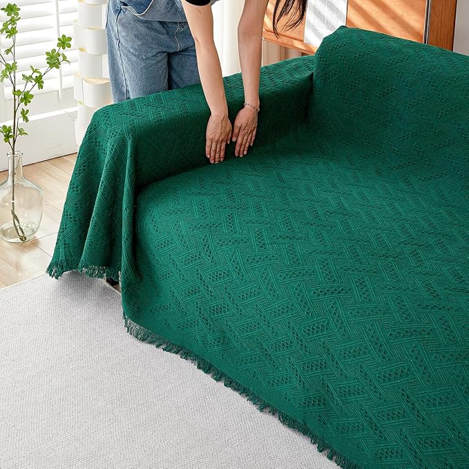 AIVIA Armless Loveseat Cover Sheet Blanket, Anti Slip Throw Cushion Covers for 2 Seater Armless Couches, Love-Seat Furniture Decor Slipcovers Protector for Dogs Cats (71” x 91” Blackish Green) - Image 4