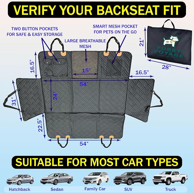 Dog Car Seat Cover for Back Seat with Hard Bottom, PU Leather Back Seat Extender for Dogs, Waterproof Dog Hammock Holds 400 lbs, Anti-Scratch Nonslip Universal Fit Pet Seat Protector, - Image 5