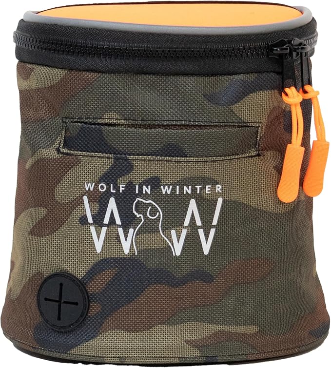 Quickdraw Dog Treat Pouch – Training Bag with Poop Bag Dispenser, Clicker Holder and Waist Belt – Hands-Free, Reflective and Durable for Puppy Training, Walks and Hikes (Orange/Camo) - Image 2