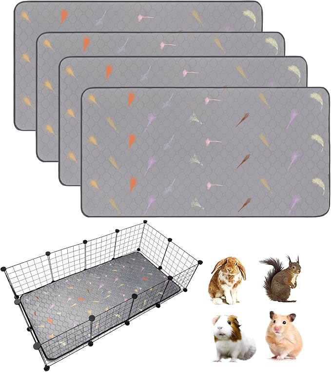 4Pcs Guinea Pig Cage Liners,Guinea Pig Fleece Cage Liners24''X48'' Super Absorbent Washable Pee Pads Reusable for Rabbit Hamster Chinchilla by LWYMX