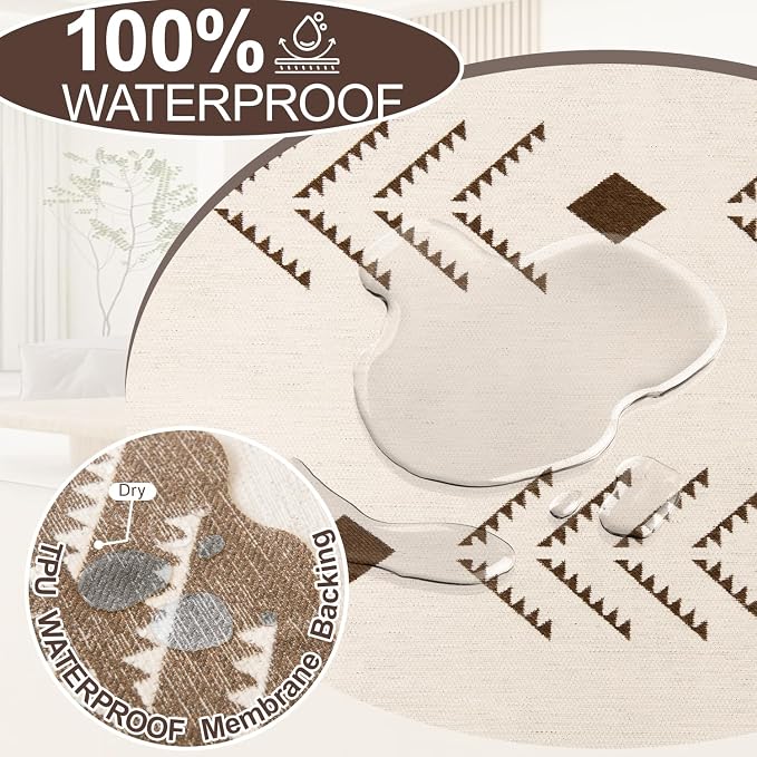 1OO% Waterproof Sectional Couch Covers for Dogs L Shaped Corner Sofa Cover Washable Chenille Sofa Slipcovers Blanket Modern Jacquard Pet Furniture Protector (91"x276", Boho Brown Cream) - Image 4