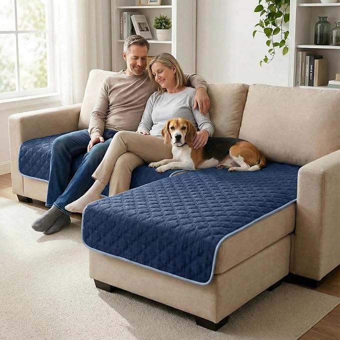 FunFurry Waterproof Dog Blanket, Couch Cover for Dogs Washable, Reversible Dog Bed Cover, Couch Furniture Protector. (Dark＆Light Blue, 40 X 50 Inch - 1 Pack) - Image 3
