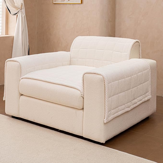 Dog Couch Cover for Sofas, Pet Couch Cover Washable, Funny Fuzzy Plush Sofa Covers for Dogs, Non Slip Sofa Covers, Sofa Pad Furniture Protector for L Shaped(1PC, Beige White, 27.5"×27.5") by JPGGD