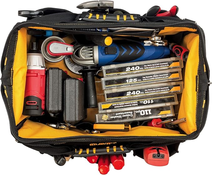 CAT 16-Inch Pro Wide Mouth Tool Bag, 18 Pockets for Tool Storage and Organization, Premium 1680D Water-Resistant Polyester Weave, Adjustable Shoulder Strap - 240044 - Image 8