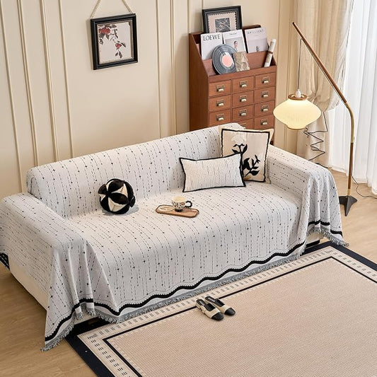 ROOMLIFE Couch Cover Boho Sofa Covers for 3 Cushion Couch Washable, Furniture Protector Sofa Couch Cover for Dogs, Soft Breathable Sofa Slipcover, Couch Throw Blankets with Tassels 71''X118'' by ROOMLIFE