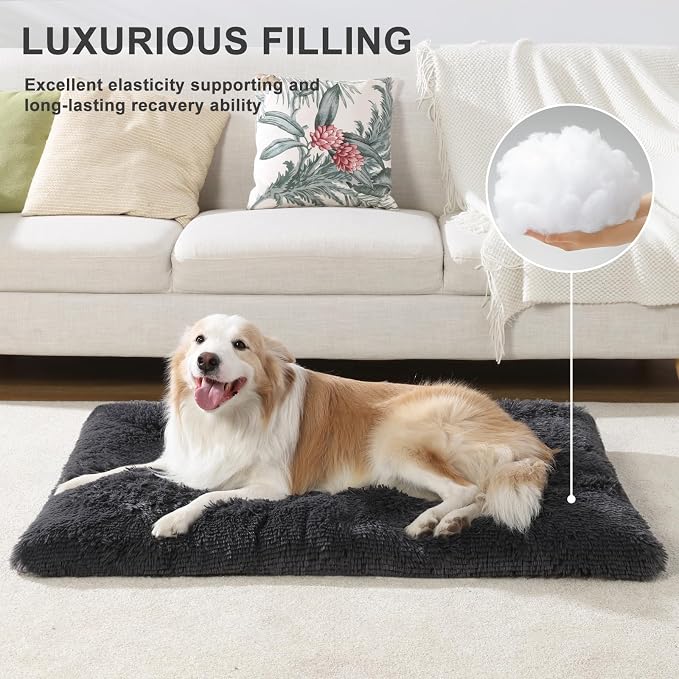 Extra Large Dog Bed Crate Pad 42", Washable XL Plush Pet Mat Dark Grey | Machine Washable, Anti-Slip Bottom, Kennel Pad 41*27", Ultra Soft Cozy Sleeping, Easy to Care, 85 lbs - Image 4