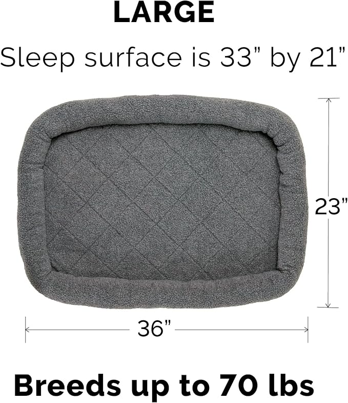 Furhaven Dog Bed for Large/Medium Dogs, 100% Washable, Sized to Fit Crates - Sherpa Fleece Bolster Crate Pad - Gray, Large - Image 2