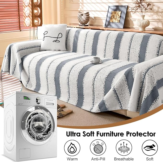 Non Slip Couch Covers for 2 Cushion Couch Sofa, Pet Friendly Sofa Covers Washable, Heavy Duty Scratch Resistant Furniture Cover for Dogs Fits Love Seat, 71" x 102" - Image 5