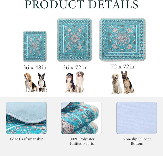 Homimp Washable Pee Pads for Dogs, 2 Pack Reusable Puppy Pads Waterproof, Absorbent and Leakproof Dog Pee Pads, Non Slip Puppy Training Pads, Pet Mat for Floor,Crate,Couch,Whelping,Blue, 36"x48" - Image 6