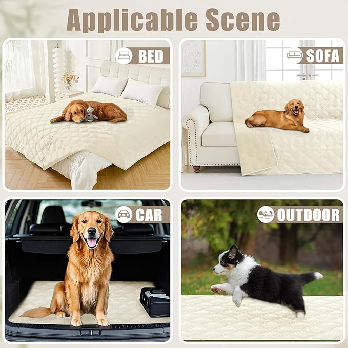 Smiry Waterproof Dog Bed Cover, Reversible Pet Blanket for Sofa Couch | Soft Washable Dog Blanket, Leakproof Couch Cover for Dogs Cats & Furniture Protection, 40x50, Beige/Beige - Image 5