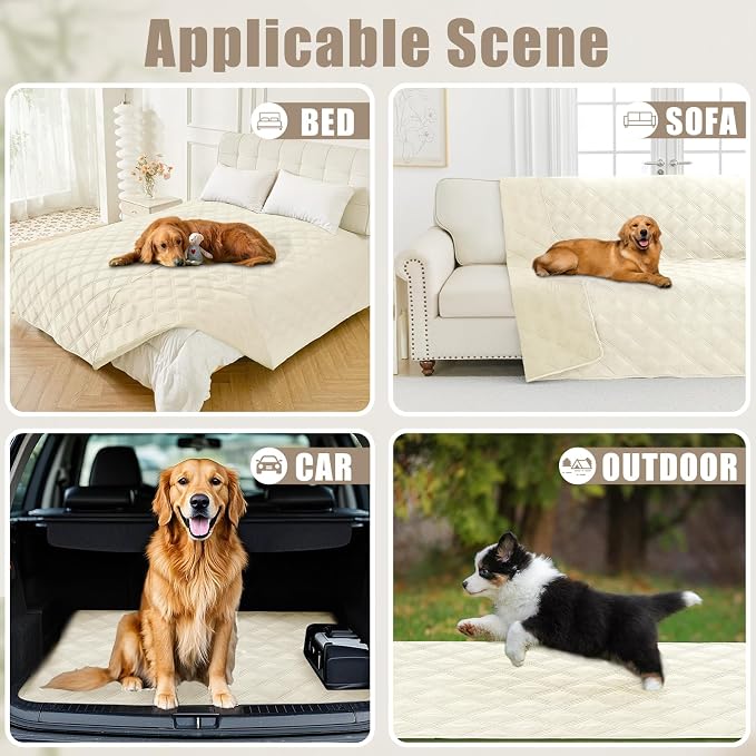Smiry Waterproof Dog Bed Cover, Reversible Pet Blanket for Sofa Couch | Soft Washable Dog Blanket, Leakproof Couch Cover for Dogs Cats & Furniture Protection, 40x70, Beige/Beige - Image 5