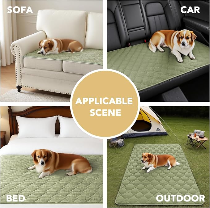 H.VERSAILTEX Couch Cover Chenille Pet Fuzzy Sofa Covers for 2 Cushion Couch Anti Slip Washable Sofa Slipcovers with Strap Soft Couch Protector Cover for Dogs Cats Kids(27.6" x 71", Tender Green) - Image 6