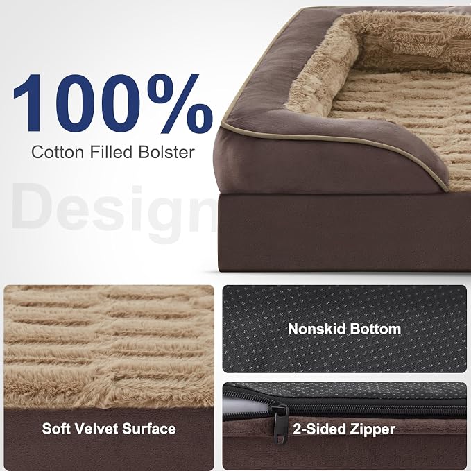 FURTIME Orthopedic Extra Large Dog Bed, Waterproof Dog Beds, 48x35x6.5 Supportive Foam Pet Couch Bed with Removable Washable Cover and Nonskid Bottom - Image 4