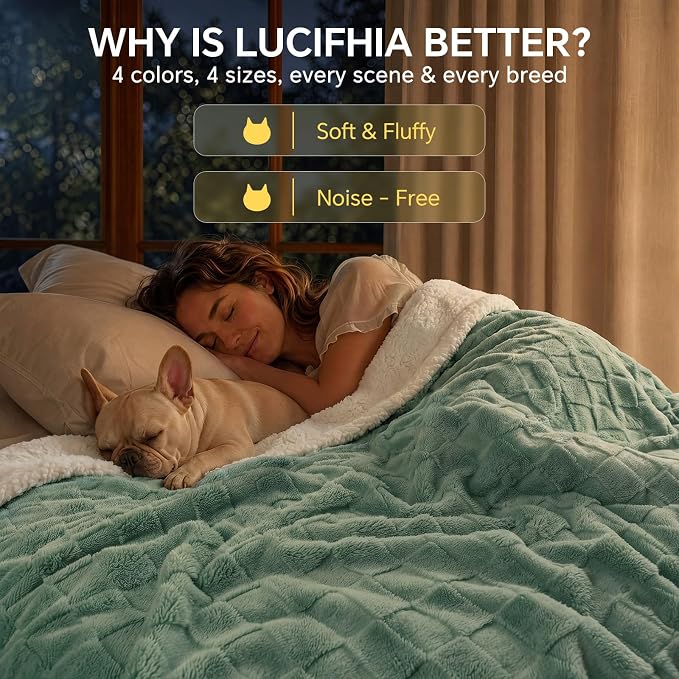 Luciphia Waterproof Dog Blanket, Reversible Fleece & Sherpa, Couch Cover | Soft plush fluffy, washable, puppy, cat, dog bed, crate, car seat, sofa, throw, furniture protector,Green,Medium(57" x 40") - Image 5
