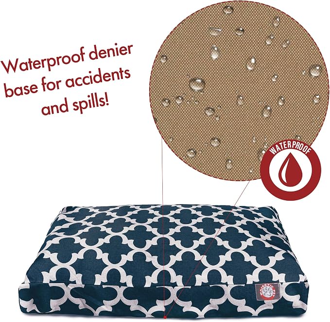 Navy Trellis Small Rectangle Indoor Outdoor Pet Dog Bed With Removable Washable Cover By Majestic Pet Products - Image 5