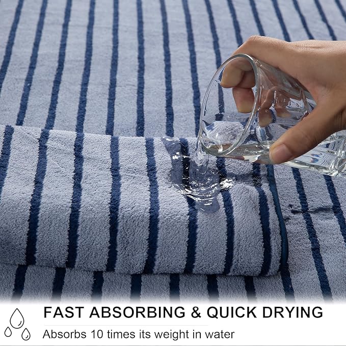 Mistyrose Bath Towels,4 Pack Navy Stripe 35"x70" Large Bath Towels Microfiber Absorbent XL Bath Sheets Super Soft Towels for Bathroom Quick Dry Oversized Shower Towels for Family Hotel Spa Gym - Image 6