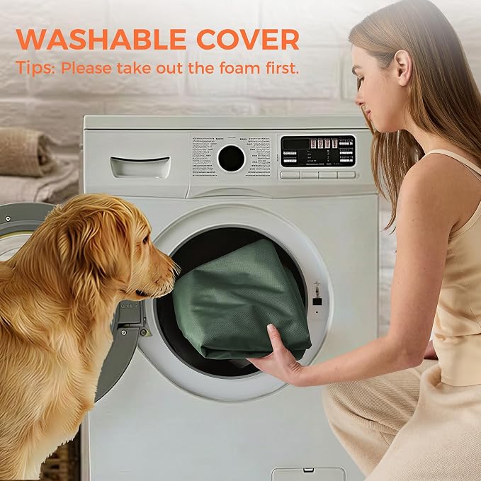 Outdoor Dog Bed Large Sized Dog, Waterproof Extra Large Dog Bed, 44x32x3.5 Inch, Orthopedic Dog Bed with Removable Washable Cover, Rectangle Egg Crate Foam Pet Bed for Outside, Dark Green - Image 9