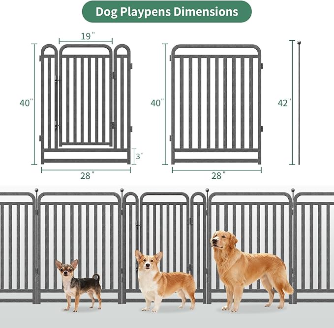 40 Inch Dog Playpen Outdoor, 32 Panels Puppy Playpen Heavy Duty Dog Play Pen Indoors, Rust Resistant Dog Pen for Large/Medium/Small Dogs, Dog Fence for RV Camping