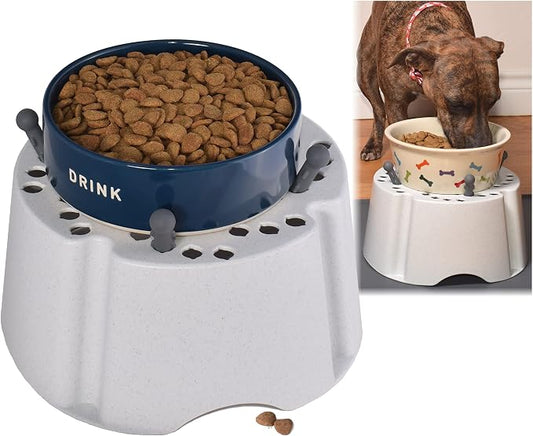 My Bowl Stand | 5” Elevated Stand for Any Dog Bowl up to 7.5” Width, Made in USA, Lift Your Pet’s Food or Water, Reduces Joint Strain, Sturdy + Washable + Stackable, Adjustable Raised Feeder by PegSet
