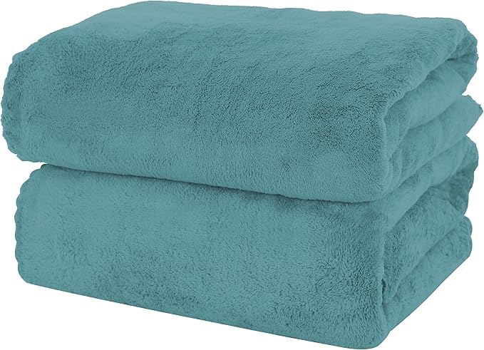 MOONQUEEN 2 Pack Premium Bath Towel Set - Quick Drying - Microfiber Coral Velvet Highly Absorbent Towels - Multipurpose Use as Bath Fitness, Bathroom, Shower, Sports, Yoga Towel (Teal) by MOONQUEEN